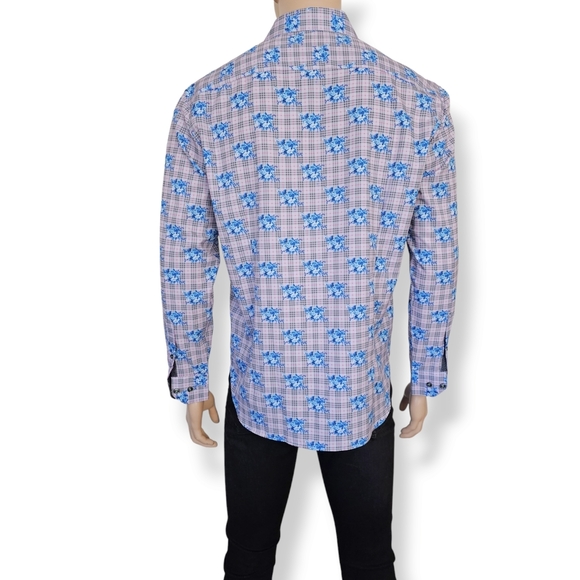 Society Of Threads Floral & Plaid Print Dress Shirt - Picture 7 of 8